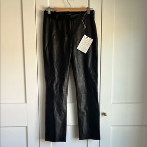 MUUBAA Black Leather Straight Leg Sellers Pants | US 0
